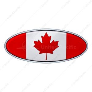 Chrome Die Cast Oval Emblem- Canada Flag