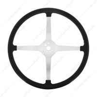 15" Chrome Plated 3-Bolt Track Style Steering Wheel With Rubber Grip