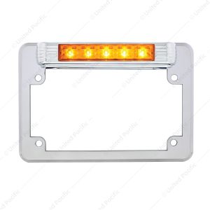 Chrome Motorcycle License Plate Frame With LED Light
