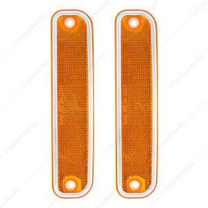 Side Marker Light With Stainless Steel Trim For 1973-80 Chevy Truck, Amber Lens (Box of 2)