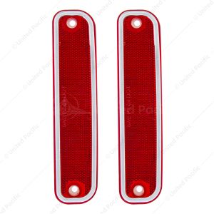 Side Marker Light With Stainless Steel Trim For 1973-80 Chevy Truck, Red Lens (Box of 2)