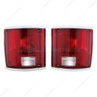 Tail Light Assembly With Anodized Aluminum Trim For 1973-87 Chevy & GMC Truck (Pair)