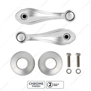 Chrome Window Crank Handle & Polished Stainless Door Handle Escutcheon Kit for 1932-1934 Ford Truck