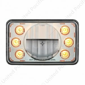 ULTRALIT - 4" X 6" LED Headlight With Dual Function 6 Amber LED Position Lights - Low Beam