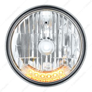 7" Crystal Headlight With 6 Amber LED Position Light