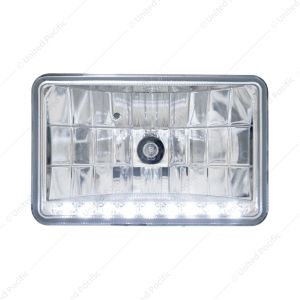 4" X 6" Crystal Headlight With 9 White LED Position Light - High Beam