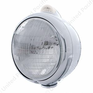 Stainless Steel Guide 682-C Style Headlight 6014 & LED Turn Signal - Clear Lens