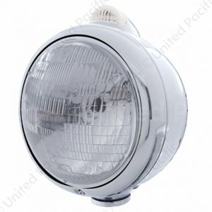 Stainless Steel Guide 682-C Style Headlight H6024 & LED Turn Signal - Clear Lens