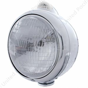 Chrome Guide 682-C Style Headlight H6024 & LED Turn Signal - Clear Lens