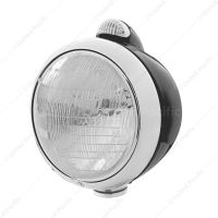 Black Guide 682-C Style Headlight 6014 & LED Turn Signal - Clear Lens