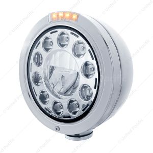 Stainless Bullet Classic Headlight 11 LED Bulb With Dual Mode LED Turn Signal