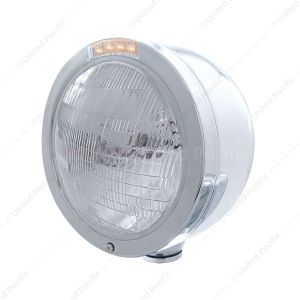 Stainless Steel Bullet Half Moon Headlight 6014 Bulb & LED Turn Signal