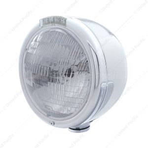 Stainless Steel Classic Half Moon Headlight H6024 Bulb & LED Turn Signal