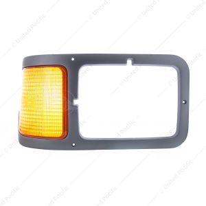Gray Plastic Headlight Bezel With Parking Light For 2000-2015 Ford F-650/F-750