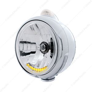 Stainless Steel Guide 682-C Headlight H4 With 6 Amber LED & Dual Mode LED Signal