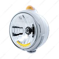 Chrome Guide 682-C Headlight H4 With 10 Amber LED & Dual Mode LED Signal - Amber Lens