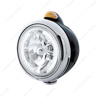 Black Guide 682-C Headlight H4 With White LED & Dual Mode LED Signal - Amber Lens