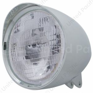 Motorcycle Chrome "Chopper" Headlight With Smooth Visor H6024 Bulb