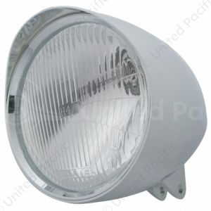 Motorcycle Chrome "Chopper" Headlight With Smooth Visor H4 Bulb