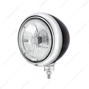 Black Guide Headlight 9007 Bulb With LED Halo Rim