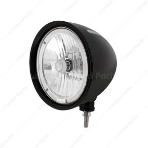 Black "Billet" Style Groove Headlight 9007 Bulb With White LED Halo Rim