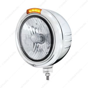 Stainless Steel Classic Embossed Stripe Headlight Crystal H4 & Dual Mode LED Signal