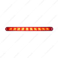 10 LED 9" Split Turn Function Light Bar With Bezel - Red LED/Red Lens