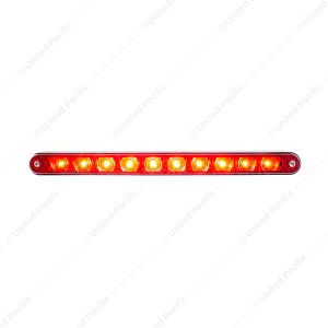10 LED 9" Split Turn Function Light Bar With Bezel - Red LED/Red Lens