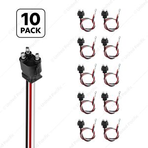 3 Wire Pigtail With 3 Prong Straight Plug - 12" Lead (10-Pack)