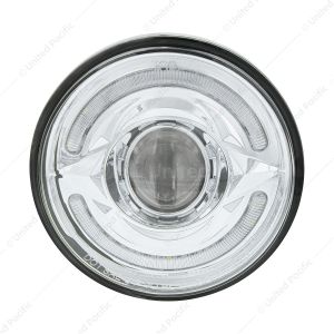 ULTRALIT- LED 5-3/4" Round Headlight With 60 LED Dual Color Light Bar, Amber & White LED - High Beam