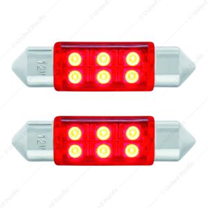 6 SMD High Power Micro LED 6418/6461-36mm Dome Light Bulb (2-Pack)