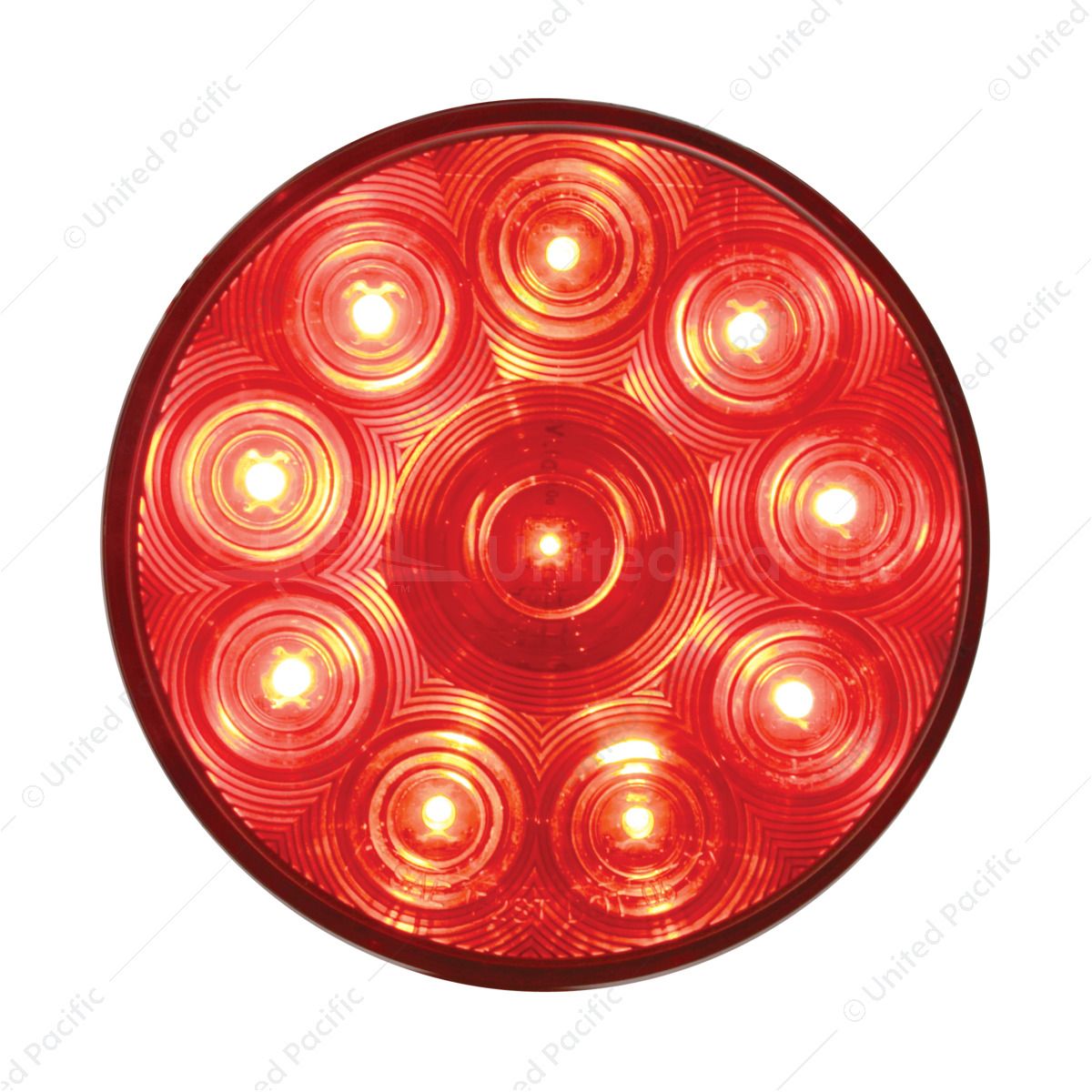 10 LED 4" Round Light (Stop, Turn & Tail) - Red LED/Red Lens (Bulk)