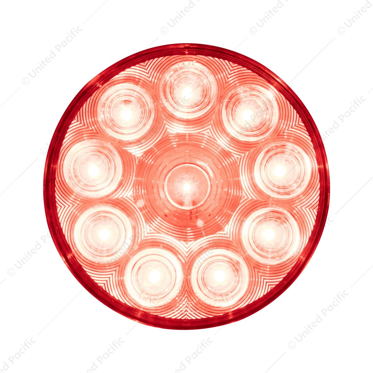 10 LED 4" Round Light (Stop, Turn & Tail) - Red LED/Clear Lens