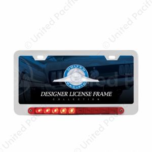 Deluxe License Plate Frame W/Split Turn Function LED Light - Chrome