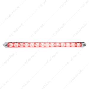 14 LED 12" Auxiliary strip Light With Bezel - Red LED/Chrome Lens
