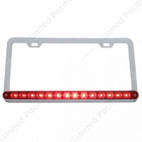Chrome License Plate Frame With 14 LED 12" Light Bar - Red LED/Red Lens