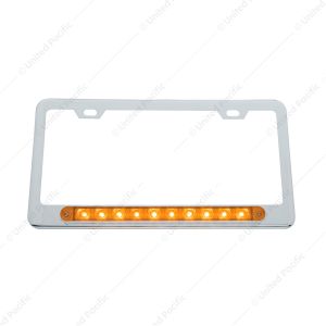 License Plate Frame With 10 LED 9" Light Bar - Chrome