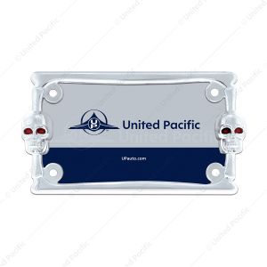 Two Skull Motorcycle License Plate Frame - Chrome