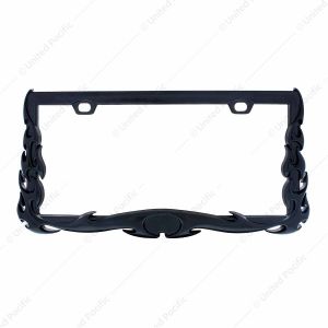 Flame License Plate Frame - Black