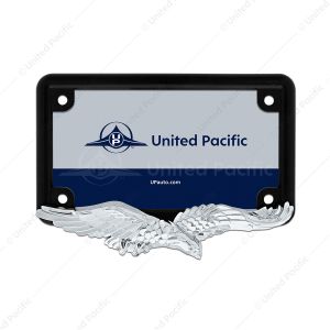 Eagle Motorcycle License Plate Frame - Chrome Eagle/Black Frame