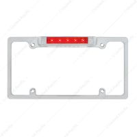 Chrome License Plate Frame With Third Brake Light -Red LED & Lens
