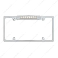 Chrome License Plate Frame With Back-Up Light - White LED/Clear Lens