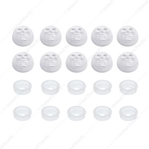 Chrome Plastic Skull Snap-On Cap For 1/4" Screws (10-Pack)
