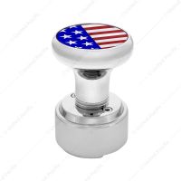 Thread-On Gearshift Knob With 9/10 Speed Adapter & USA Flag Sticker - Chrome