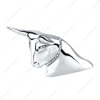 Die-Cast Long Horn Bull Hood Ornament - Chrome