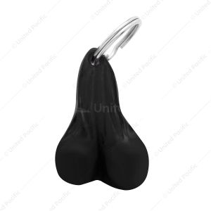 2.5" Small Plastic Low-Hanging Balls Novelty Keychain - Black