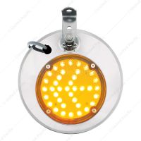 8-1/2" 430 Stainless Steel Convex Heated Mirror With LED - Passenger