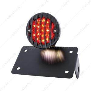 Motorcycle LED "Bobber" Style Horizontal Tail Light With Black Grille Bezel