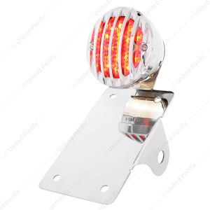 Motorcycle LED "Bobber" Style Vertical Tail Light With Chrome Grille Bezel