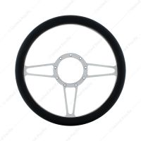 14" Chrome Aluminum 3-Spoke Style 9-Screw Mount Steering Wheel